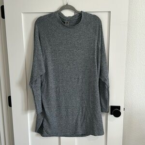 Mono B Women's M Supersoft Mock Neck Casual Tunic Dress Dark Gray Heather Lounge